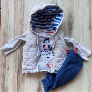 3-Piece Outfit Long Sleeve Shirt, Vest, Pants 6-9M